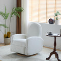 Christopher Knight Home Sidney Boucle Fabric Upholstered 360° Swivel Chair Push-Back Recliner Solid Wood Glider Recliner with Rotation Living Room Lounge Chair Adjustable Backrest Milky White