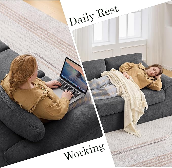Boneless Single Sofa Chair Modern Cloud Accent Chair Comfy Deep Seat Couch for Living Room Bedroom Apartment Small Space No Assembly Dark Gray