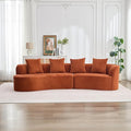 Christopher Knight Home Braebt 126 Modular Sofa with 4 Throw Pillows Curved 5-Seater Large Sofa Couches Comfy Upholstered Sectional Cloud Couch for Living Room No Assembly Required Dark Orange