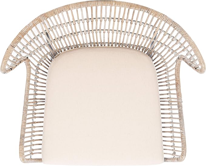 SAFAVIEH Home Collection Lenu Rattan Cushion Accent Chair Grey White Wash/Black (ACH6510A)
