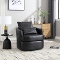 Swivel Barrel Chair Comfy Round Accent Sofa Chair for Living Room 360 Degree Swivel Barrel Club Chair Leisure Arm Chair for Nursery Hotel Bedroom Office Lounge (Black PU)