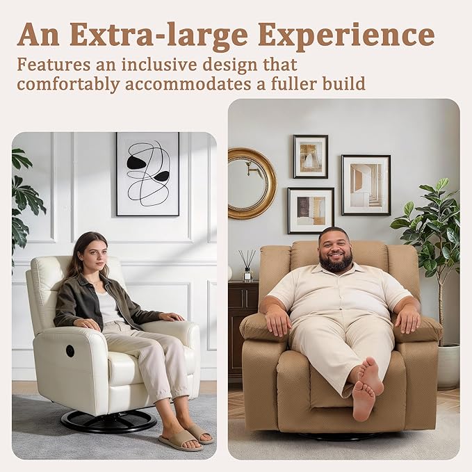 Rocker Recliner Chairs for Adults Swivel Rocking Chair with Heat and Massage Modern Electric Recliner with Extra Wide Waffle Fabric Massage Chair Recliner for Living Room Bedroom