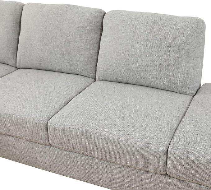 L Shape 2-Piece Home Modular Sectional Sofa Comfy Cozy Corner Sofas Small Fabric Couch with Pillow for Modern Living Room/Bedroom/Office/Apartment Grey White Lint
