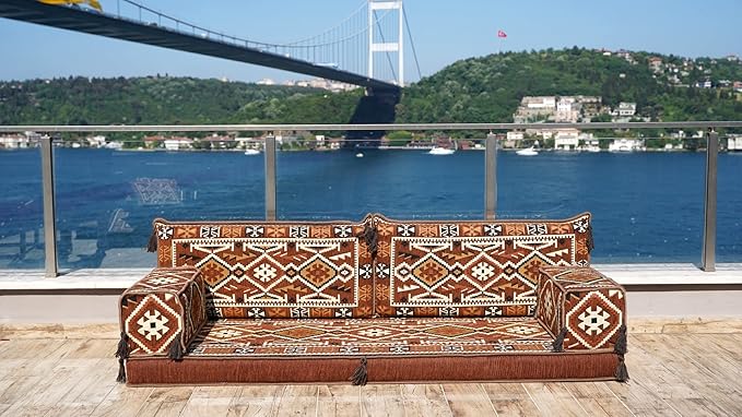 Loveseat Floor Cushions Custom Floor Sofas Arabic Majlis Reading Nook Single Sofa Turkish Sofa Sectional Sofa Entryway Sofa (Brown)