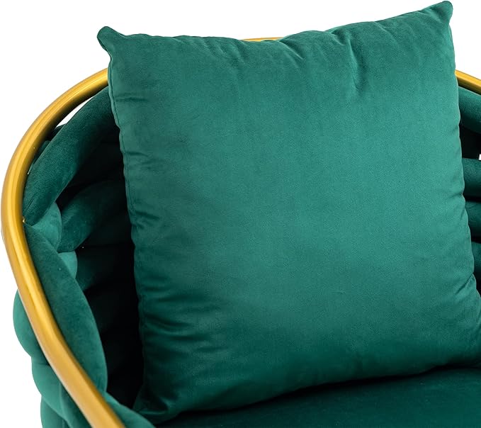 Velvet Accent Chair Modern Upholstered Armchair Tufted Chair with Metal Frame Single Leisure Chairs for Living Room Bedroom Office Balcony