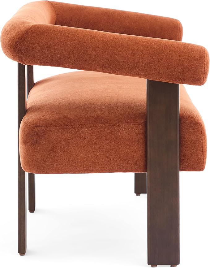 Christopher Knight Home Celen Modern Boucle Fabric Upholstered Loveseat with Round Armrest and Rubberwood Frame Comfy Living Room 2-Seater Sofa Space-Saving Couch for Apartment Brown + Dark Orange