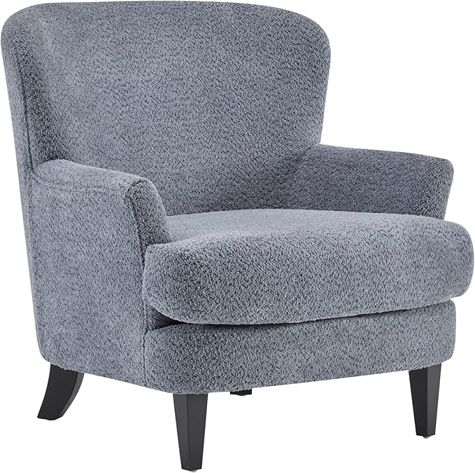 Christopher Knight Home Winnie Boucle Upholstered Wingback Accent Chair and Ottoman Footrest Living Room Lounge Chair and Ottoman Set Bedroom Comfy Reading Chair with Footrest Stool Dusty Blue