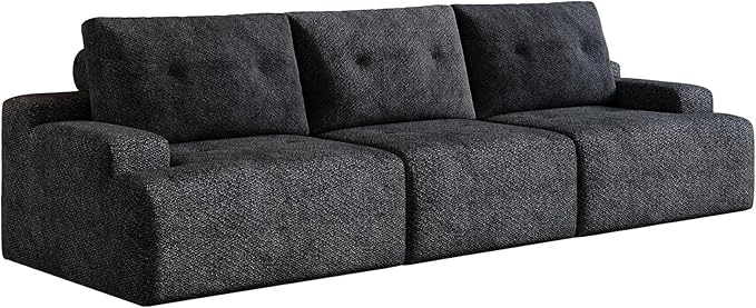 98 Chenille Sofa 3 Seater Couch for Living Room Modular Dark Grey Couch Comfy Oversized Loveseat sectional Cloud couches for Living RoomBoneless couches (Dark Gray)