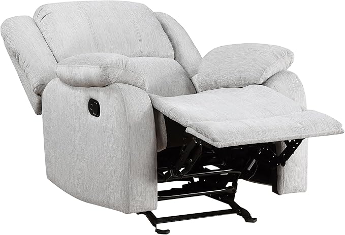 Lexicon Manual Glider Recliner Sofa Chair Home Theater Seating Wall Hugger Manual Reclining Nursery Chair for Bedroom/Living Room/Office/Apartment Grey Chenille