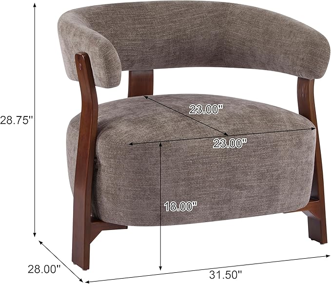 Christopher Knight Home Kled Upholstered Lounge Chair Indoor with Wooden Frame Modern Accent Chair for Living Room Comfy Reading Armchair with 3 Legs Design Thick Cushions Brown + Walnut