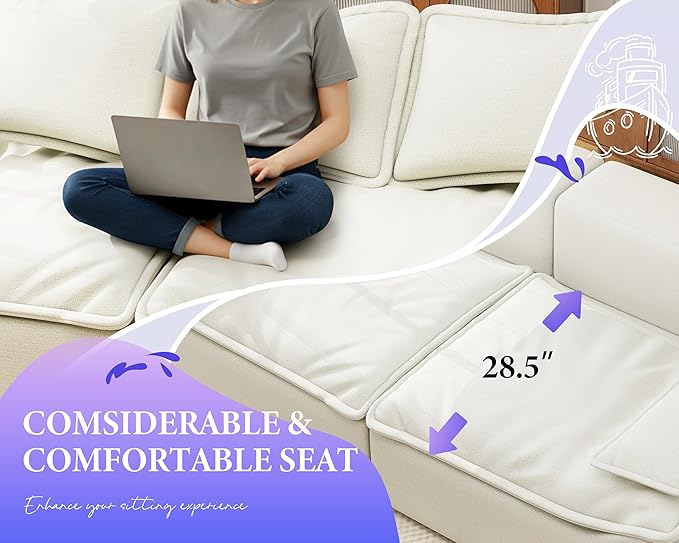 Hobestluk Sofa Couches 3-Seater Modular Sectional Sofa 89''Comfy Loveseat with Throw Deep Seat Small Sofa for Small Space Memory Foam Sectional Couches for Living Room Office Apartment