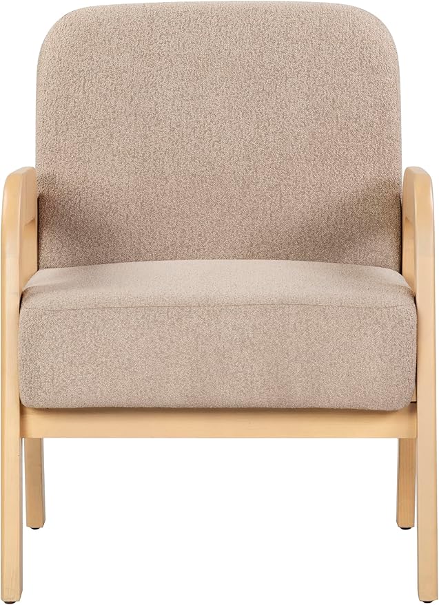 SAFAVIEH Couture Collection Roslina Light Brown Boucle/Natural Accent Chair (Fully Assembled)