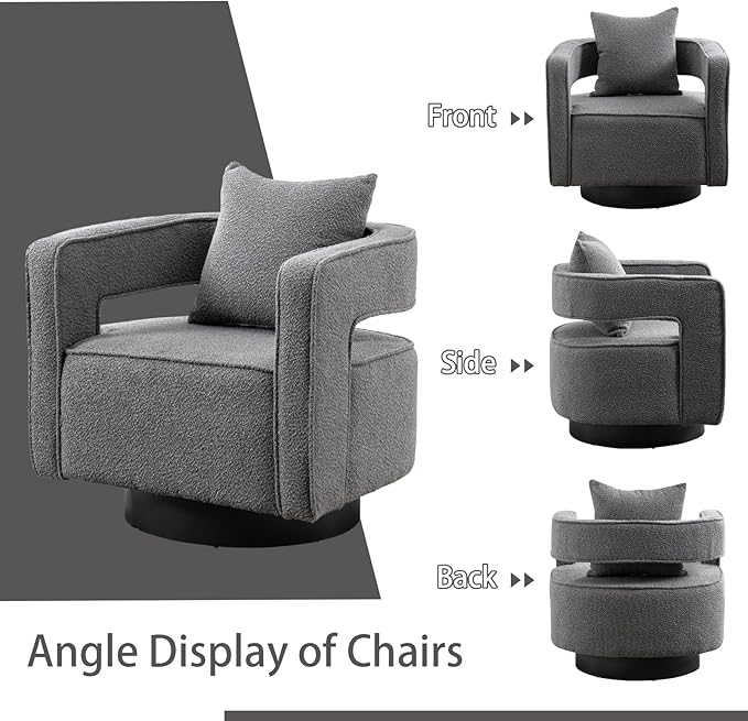Chifee &amp Vingol 28.9 Boucle Modern Swivel Accent Barrel Chair Set of 2Gray