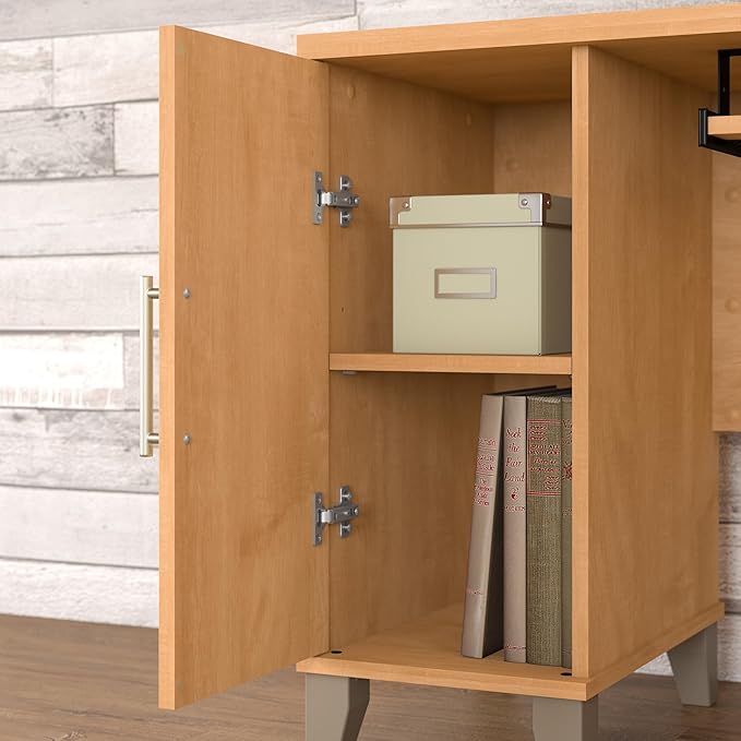 Bush Furniture Somerset 72W L Shaped Desk with Hutch in Maple Cross