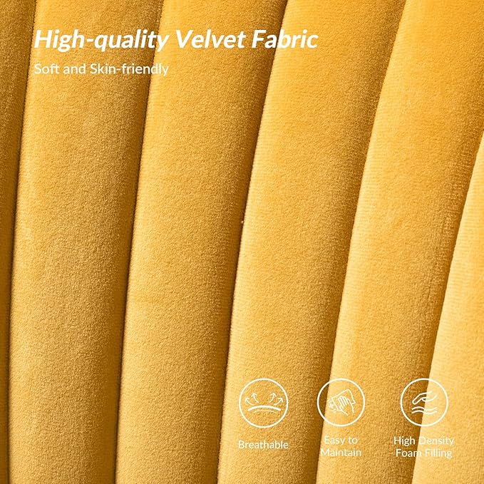 HULALA HOME Velvet Loveseat Sofa with Gold Legs Mid-Century Modern Upholstered Love seat Couch Tufted Small 2-Seat Sofa Armless for Living Room Bedroom Apartment Small Spaces Mustard