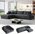 108 Cloud Couch Modular Sectional Sofa for Living RoomL Shaped Boneless Couch with Deep Seat ChaiseNo Assembly Required Foam Sleeper Sofa for ApartmentsPlush Corduroy Fabric Dark Gray