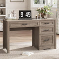 Vabches Farmhouse Executive Desk with Drawers Home Office Desk with File Drawer Wood Computer Desk with Ample Storage Rustic Office Desk with Spacious Tabletop for Work Grey