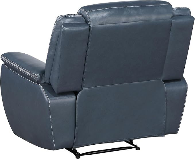Coaster Home Furnishings - Sloane - Faux Leather Upholstered Recliner Chair with Manual Reclining Padded Arms and Pull Handle - Living Room - Blue - 610273