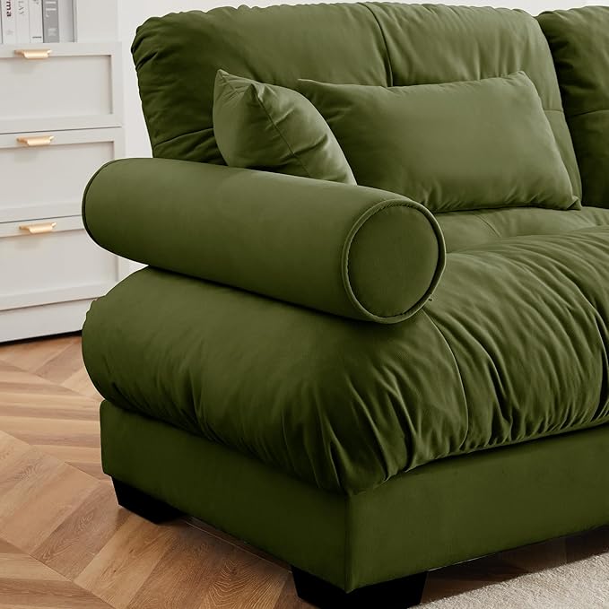 Luxury Loveseat Sofa CouchOversized Love seat Sofas with Waist Pillows and Throw PillowsComfy Velvet Deep 2-Seat Cloud Couch with Bolstered ArmrestsComfy Cloud Couches