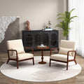MAT EXPERT Mid Century Accent Chairs Set of 2 Modern Sofa Armchair with Solid Wooden Frame Soft Padded Cushion &amp Linen Fabric Upholstered Living Room Reading Chair with Pillow for Bedroom Balc