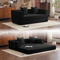 Convertible Sleep Sofa Bed with Armrests and Backrest Corduroy Folding Couch with 2 Pillow Modular Sectional for Living Room Bedroom Studio-No Assembly NeededBlack
