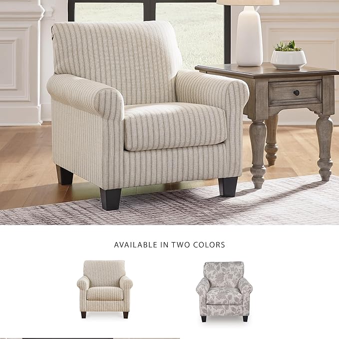 Signature Design by Ashley Valerani Classic Striped Upholstered Accent Chair Beige