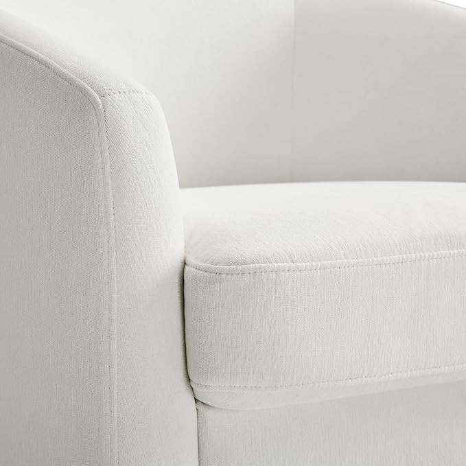 Swivel Barrel Accent Chair Round Chenille Fabric Living Room Arm Chairs Modern Upholstered Comfty Reading Nook Chairs for Bedroom Small Club Armchair Single Sofa Side Chair White