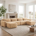 149 Boneless Couches Sectional Modular Sofa Cloud Couch with Double Cushions 4 Seater U-Shaped Sofa Set for Living Room Light Khaki