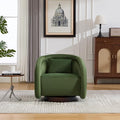 Swivel Accent Chair 360-Degree Rotating Barrel Chair with Soft Velvet Upholstery Comfy Pumpkin-Shaped Lounge Chair for Living Room Bedroom Office (Green)