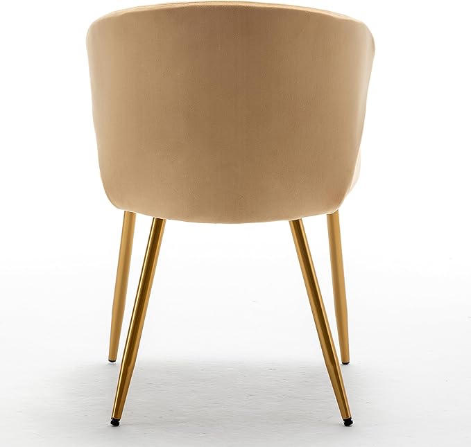 Modern Velvet Accent Chair for Living Room Bedroom Entryway or Small Spaces with Channel-Tufted Design Comfortable and Trendy Armless Seat Light Brown