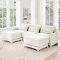 Modular Sectional Sofa Set Optional 2-4 Seater with Lumbar Pillows &amp 0-2 Ottomans Chenille Fabric Ergonomic Easy Assembly for Living Room/Bedroom/Reading Nook (3 Seat + 2 OttomanBeige)