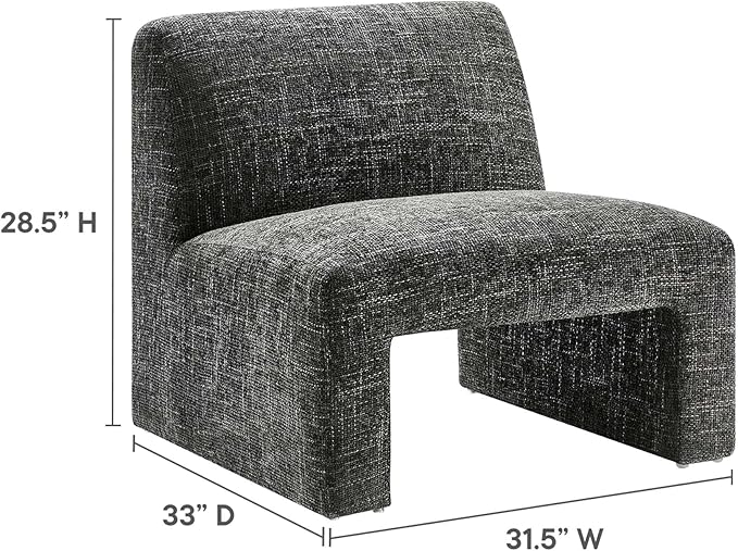 Modway EEI-6765-CAR Amita Chenille Upholstered Accent Chair Carbon Black