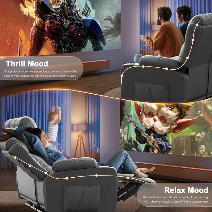 Recliner Sofa Massage Reclining Sofa 4 Seater Sets Heavy Weight Capacity RV Loveseat Clearance with Storage Cup Holders Wall Hugger Couches for Living Room