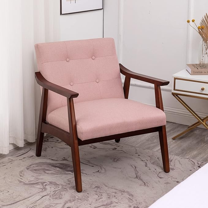 Convenience Concepts Take a Seat Natalie Accent Chair 28.5 L x 27.5 W x 31 H Pearl Pink Fabric/Espresso