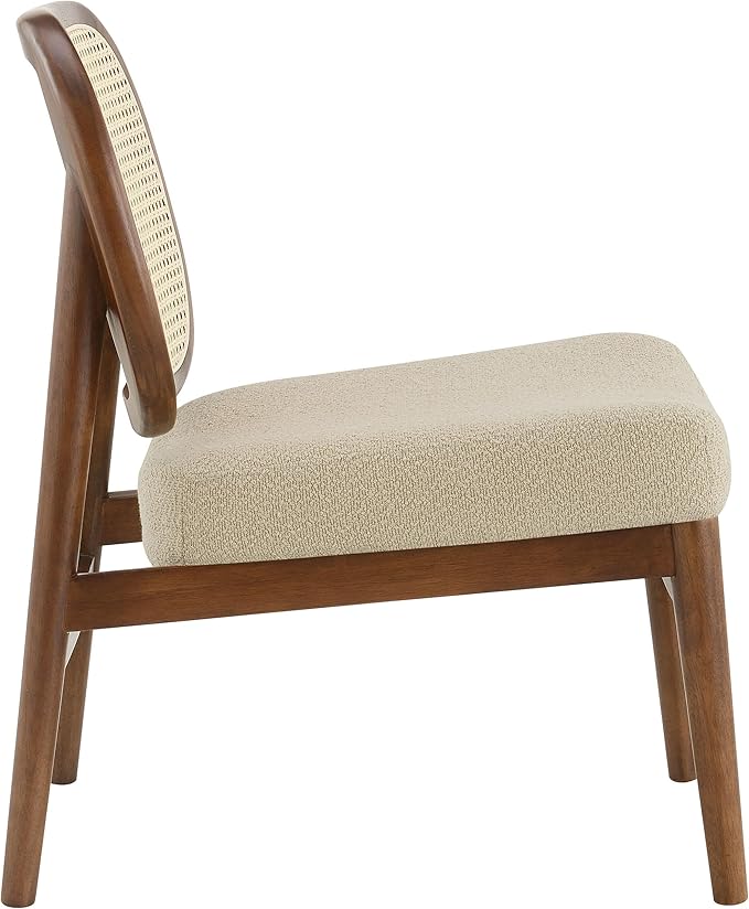 Coaster Home Furnishings - Rayo - Wood - Cane Back Upholstered Accent Chair with Armless Design Cushioned Seat and Tapered Legs - Living Room - Camel - 900621