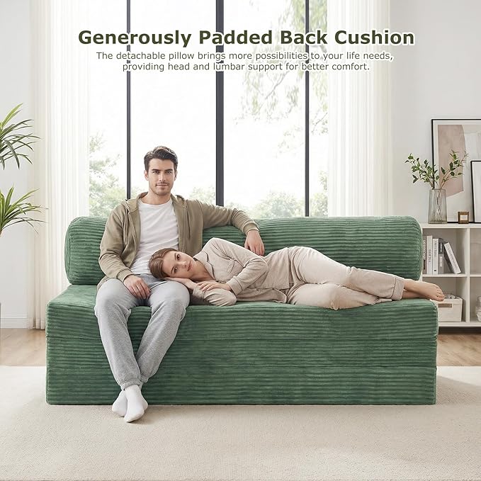 5-in-1 Convertible Sofa Bed Full Size Boneless Loveseat Sleeper with Removable Cushions &amp Washable Cover Futon Sofa Bed with Handle Pull Out Couch for Small Spaces Grey