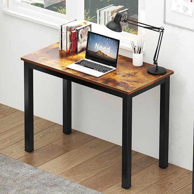 Need Small Computer Desk 31-1/2'' Sturdy and Heavy Duty Writing Desk for Small Spaces and Compact Desk Study Table Laptop Desk Rustic Brown AC3FB (80 * 40)-ND