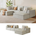 109 Modular Sectional Sofa with Deep Seat Oversized U-Shaped Cloud Couch for Living Room with 2 Ottomans Boneless Memory Foam Teddy Fleece Sofa No Tools Assembly Required (Beige2 Ottomans)