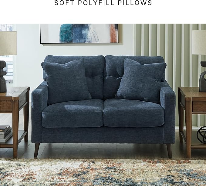 Signature Design by Ashley Bixler Classic Tufted Loveseat with Removable Cushions Blue