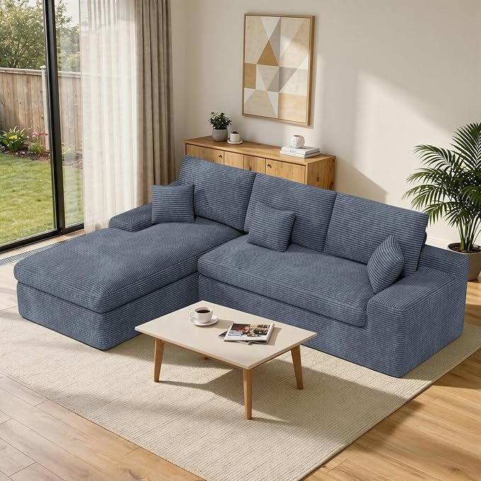112 Modular Sectional Sofa for Living Room Convertible L-Shape Couch with OttomanCloud Boneless Couch with Layered CushionGary Corduroy