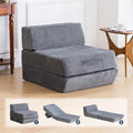 Futon Sofa BedSleeper Chair - Convertible Sectional Sleeper Sofa Floor Bed Mattress for Guest BedRemovable Zippered Back Support Perfect for Living Room and Bedroom (Gray)