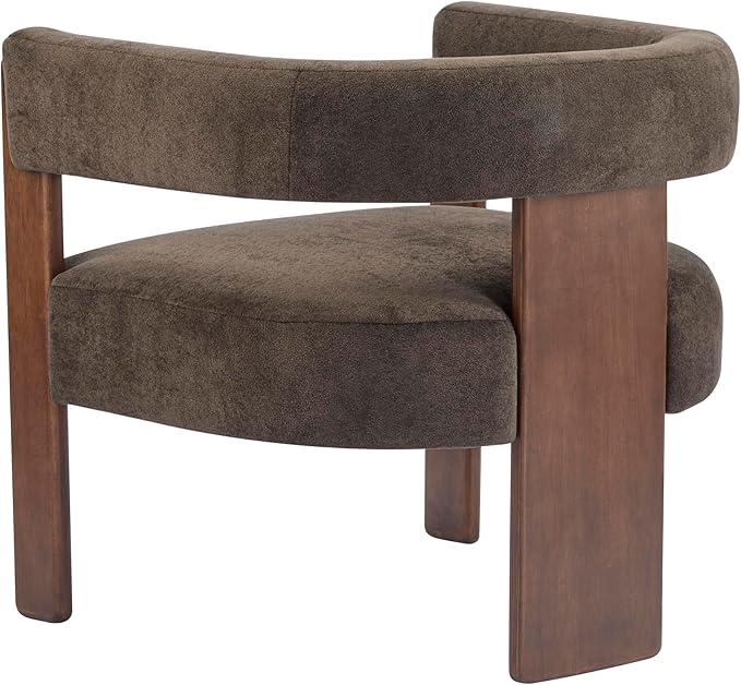 Christopher Knight Home Nettie Modern Accent Chair for Living Room Velvet Fabric Single Lounge Sofa Chair with Wooden Frame Comfy Reading Chair for Bedroom Lounge Armchair with Cushion Dark Brown