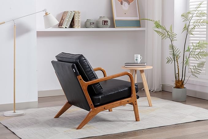 Wood Frame Armchair Modern Accent Chair Lounge Chair for Living Room