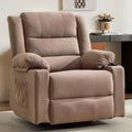 360°Swivel Rocker Recliner Chair for AdultsManual Glider Recliner Sofa with Massage and Heating Nursery Rocking Chairs with Cup Holds for Living Room Bedroom (Light Mocha)