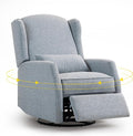 Swivel Rocker Recliner Chair with Adjustable Footrest Swivel Rocking Recliner with Deep Seat Lumbar Pillow Nursery Glider Recliner 360° Recliner Chair for Living Room&ampBedroom&ampOffice (Gray)