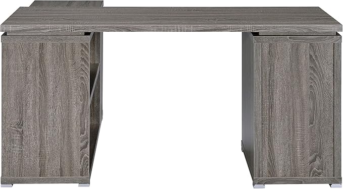 Coaster Home Furnishings - Yvette - Engineered Wood - 3-Drawer Computer Desk with File Cabinet and L-Shaped Desk with 5 Adjustable Compartments - Home Office - 60-Inch - Weathered Grey - 800518