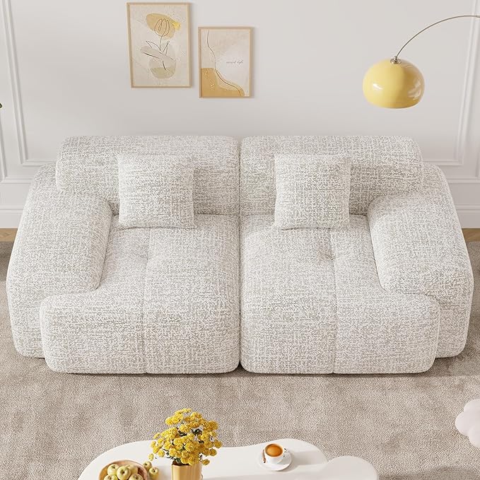 85 Cloud Loveseat Sofa in a Box Modern Small Couch No Assembly Required Comfy Deep Seat Boneless Couches for Living Room Bedroom Apartment Beige 1 PCS