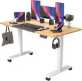 Monomi Electric Standing Desk 55'' Height Adjustable Ergonomic Home Office Sit Stand Up Desk with Wheels 3 Memory Preset Computer Table Natural