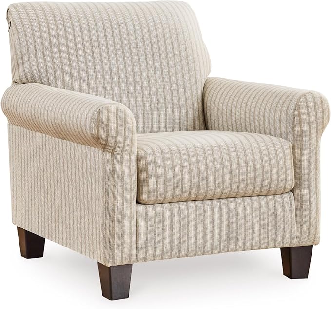 Signature Design by Ashley Valerani Classic Striped Upholstered Accent Chair Beige