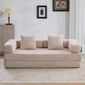 Convertible Couch Sofa Bed Foldable Floor Sleeper | Modern Fold Out Couch | Removable Backrest &amp Armrests | No Assembly Compression Sofa Sleeper for Living Room Bedroom | Corduroy Fabric Beige